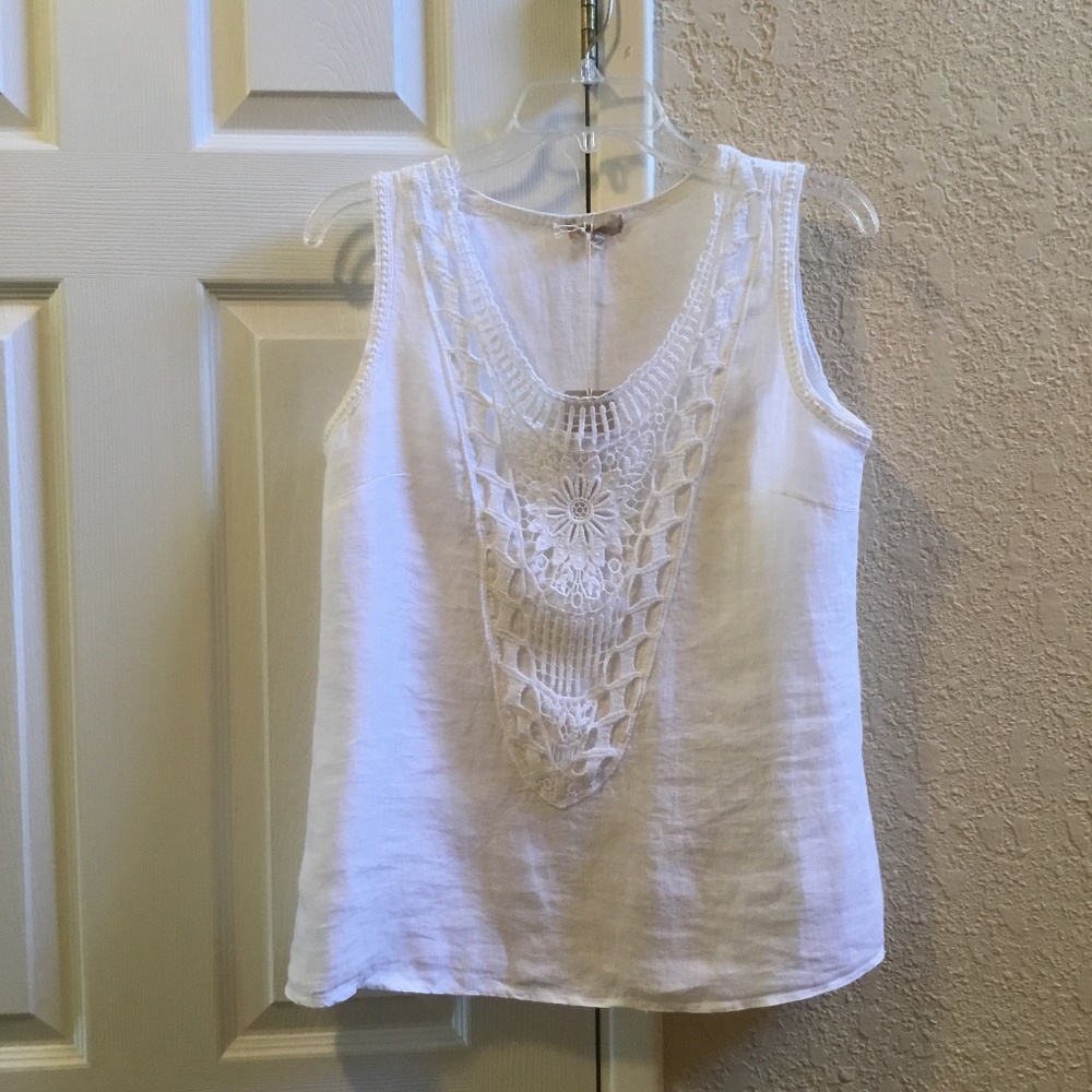 Italian white linen top size S